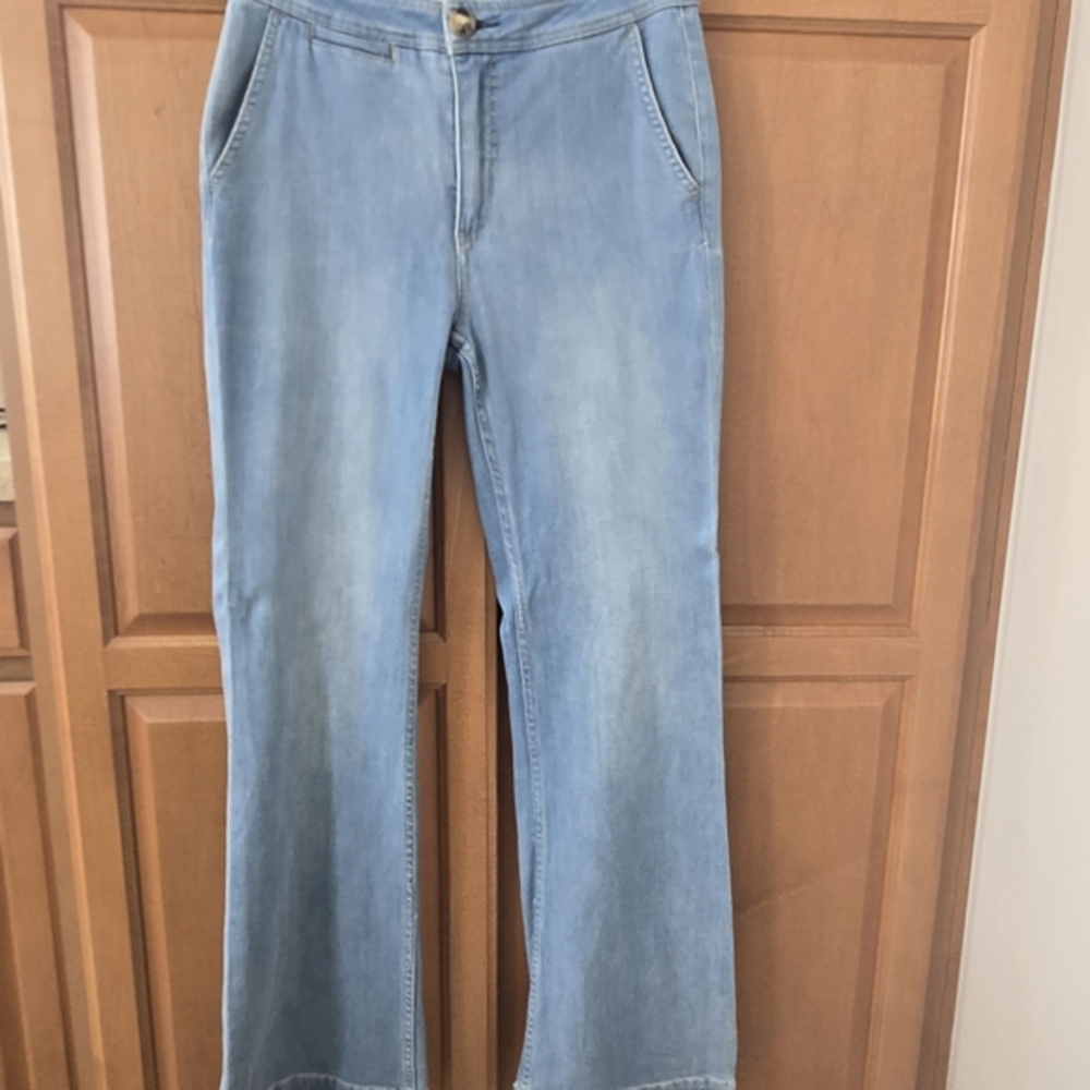 Pilcro and the Letterpress Light Blue High Rise Bootcut Jeans